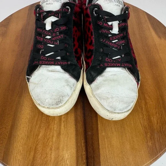 Womens Zadig & Voltaire Leather Leopard Calf Hair Shoes Sneakers Size 40 M GUC - Picture 4 of 9